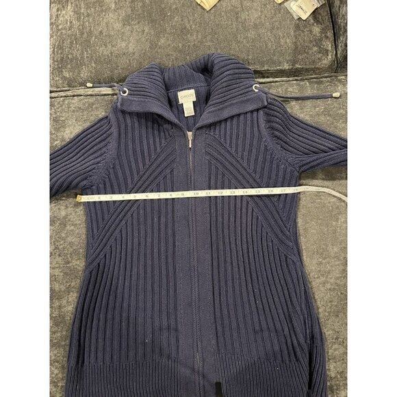 Chicos Sweater Heavy Knit Cotton Zip Sweater  Size 1 Small Cozy Grandma Core - Picture 4 of 5